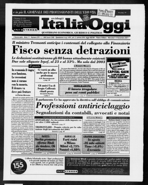 Italia oggi : quotidiano di economia finanza e politica